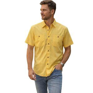 Gordon & Smith Golden Yellow Surf Button-Up | Retro Surf Back Graphic (M - 2XL)